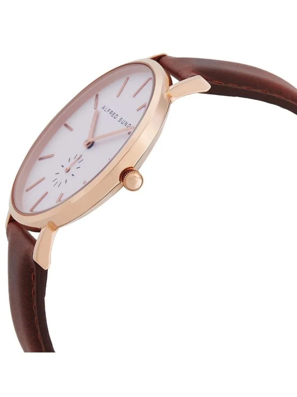 NWT Alfred Sung Ultra Slim Quartz White Dial Watch